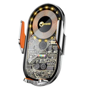 Suport Telefon Auto Lemontti cu Incarcare Wireless 15W, Senzor Infrarosu, Grila Ventilatie, Transparent/Negru