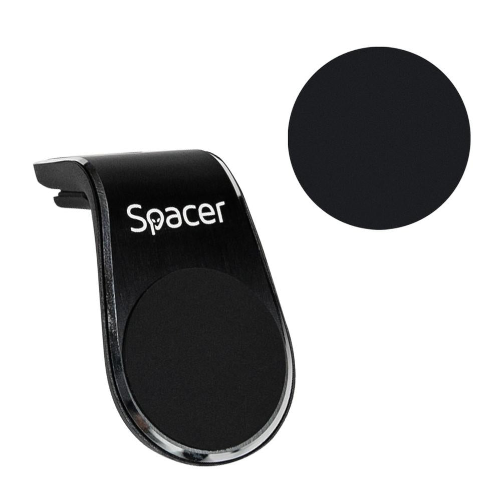 Suport telefon auto magnetic Spacer, grila ventilatie, 3.5-7 inch, rotire 360°, negru
