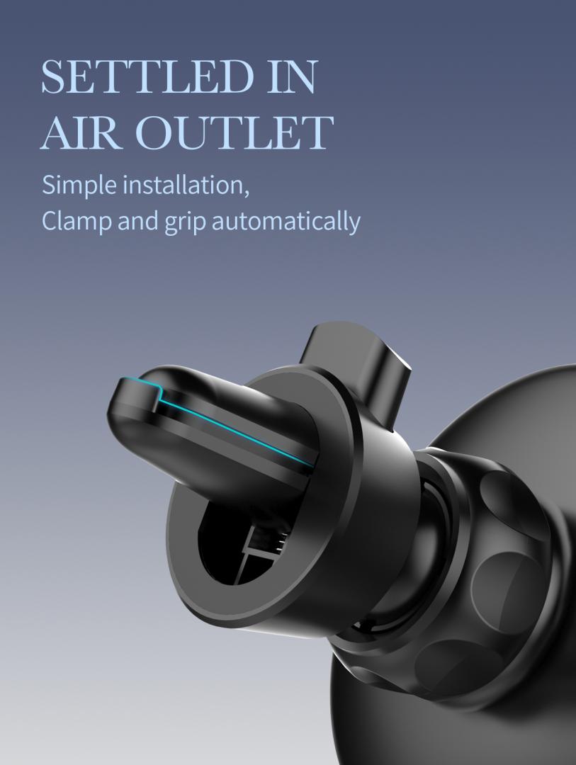 Suport telefon auto Serioux, MagSafe, incarcare wireless 15W, grila ventilatie, negru